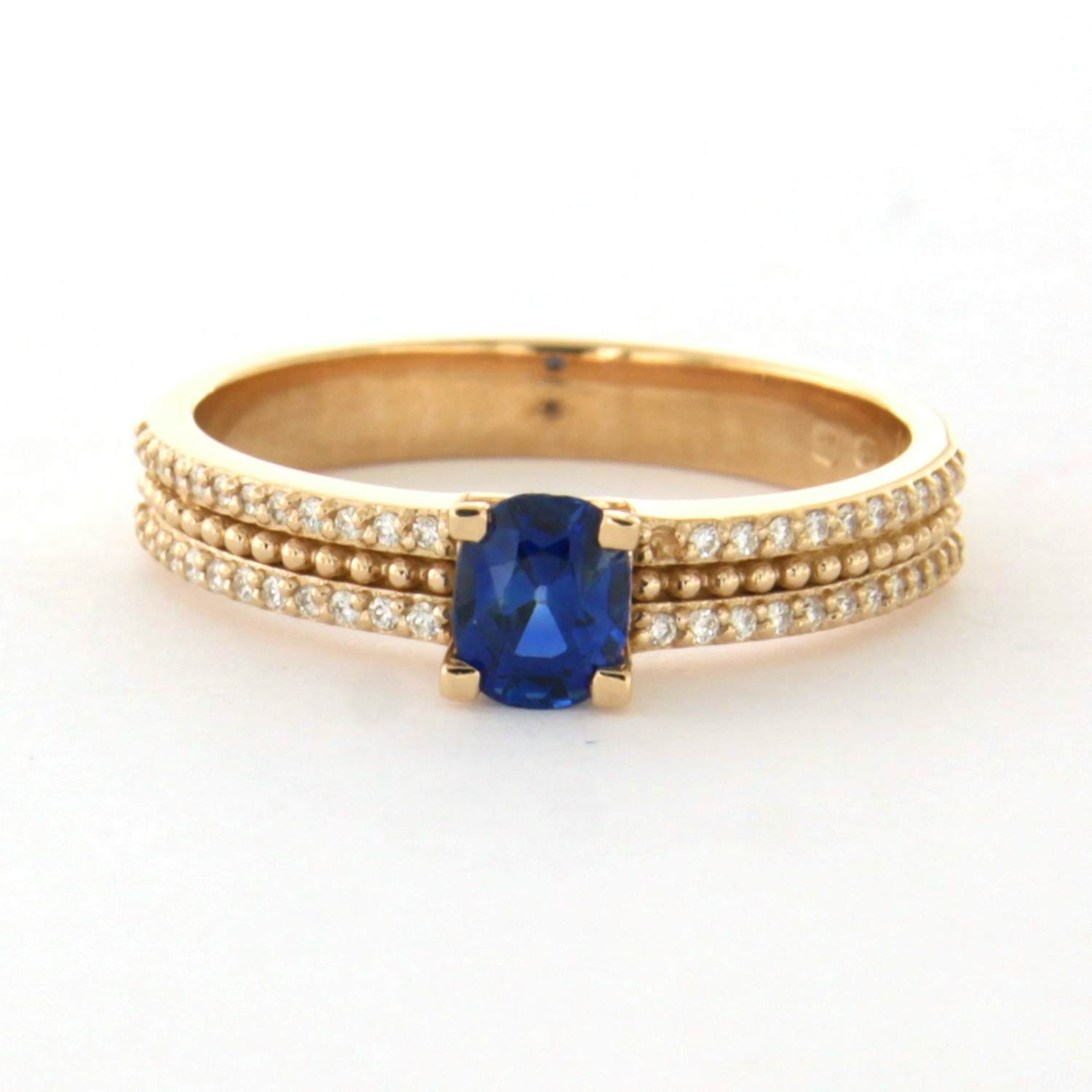 18k gouden ring met saffier en briljant geslepen diamant tot. 0.18ct kopen? Bied vanaf 660!