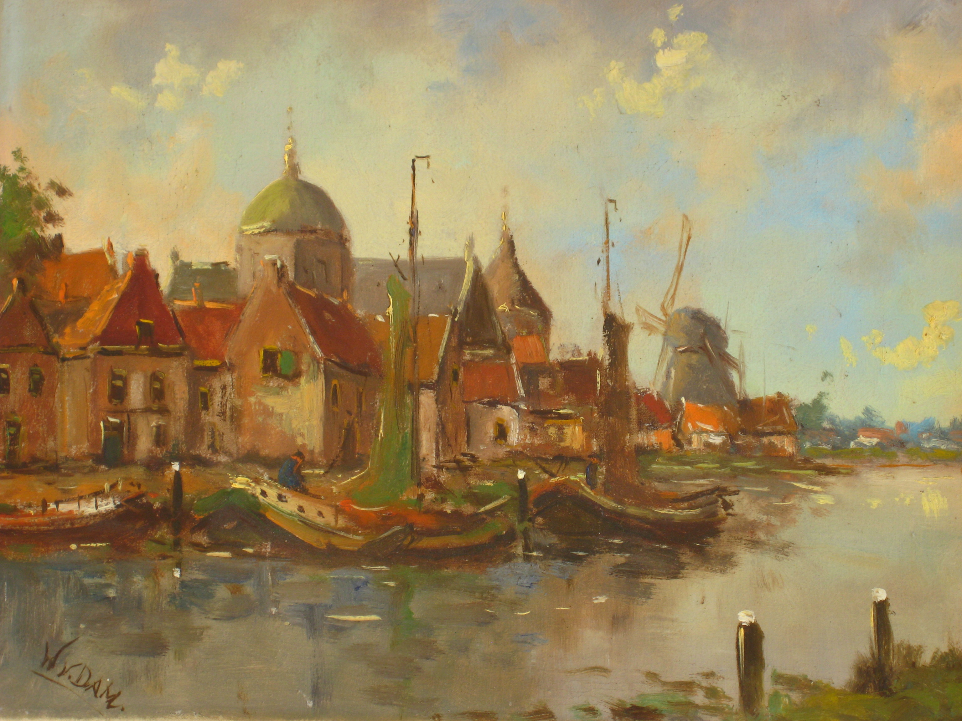 Niet of onleesbaar gesigneerd - Dorpje aan het water. kopen? Bied vanaf 1!