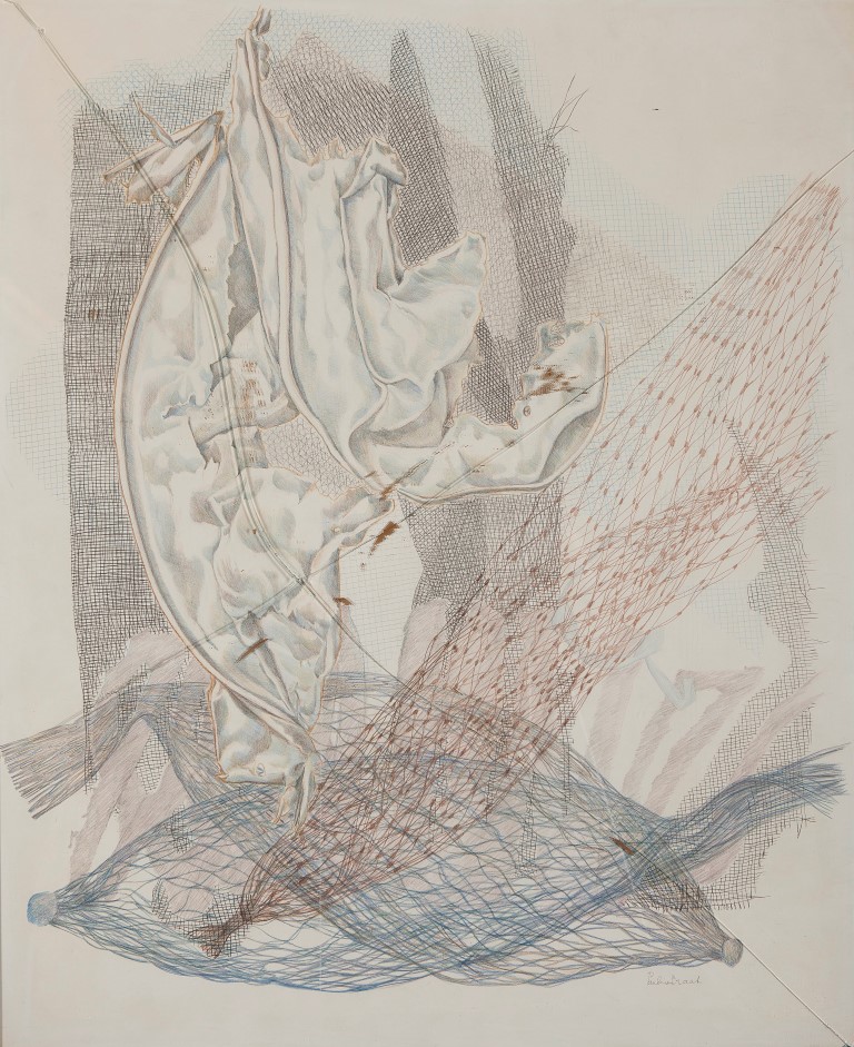 Pauline Braat - Compositie 2 - Kleurpotlood op papier - gesigneerd r.o. - BKR Den Haag - 1977 kopen? Bied vanaf 10!