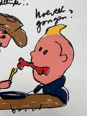 Herman Brood - Kleurenzeefdruk, genummerde oplage | 'Die kok hangt zelfs in 't Stedelijk' |2000 kopen? Bied vanaf 1!