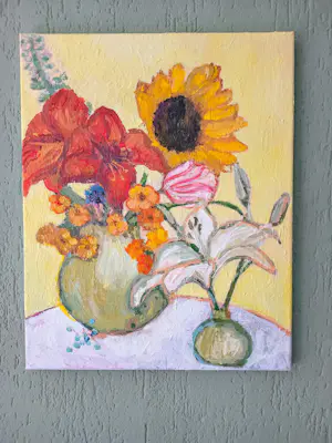 Tanja Koelemij - serie stillevens oranje bloemen kopen? Bied vanaf 75!