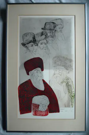 Abraham Yakin - Ingelijste kleurenets , Joodse mensen – E/A nr. 42/48 – 78 x 48 cm. kopen? Bied vanaf 80!