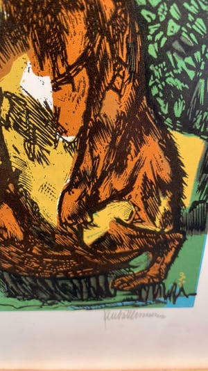 Jan Battermann - sterk afgeprijst : Originele lino gravure Jan Battermann gesigneerd kopen? Bied vanaf 29!