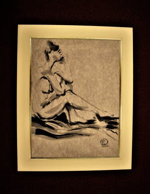 Niet of onleesbaar gesigneerd - Grote Chinees of Japanse Sepia (Inkt) "vrouwelijk naakt" gesigneerd kopen? Bied vanaf 1!