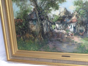 Theodorus van Oorschot - Olieverf op doek , Brabants landschap met boerin – ingelijst – 78 x 98 cm kopen? Bied vanaf 200!