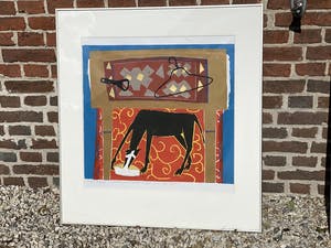 Betty Scheer - Zwarte hond onder tafel kopen? Bied vanaf 75!