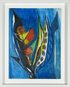 Dick Elffers - Pastelkrijt en aquarel, Compositie met planten - Ingelijst kopen? Bied vanaf 1!