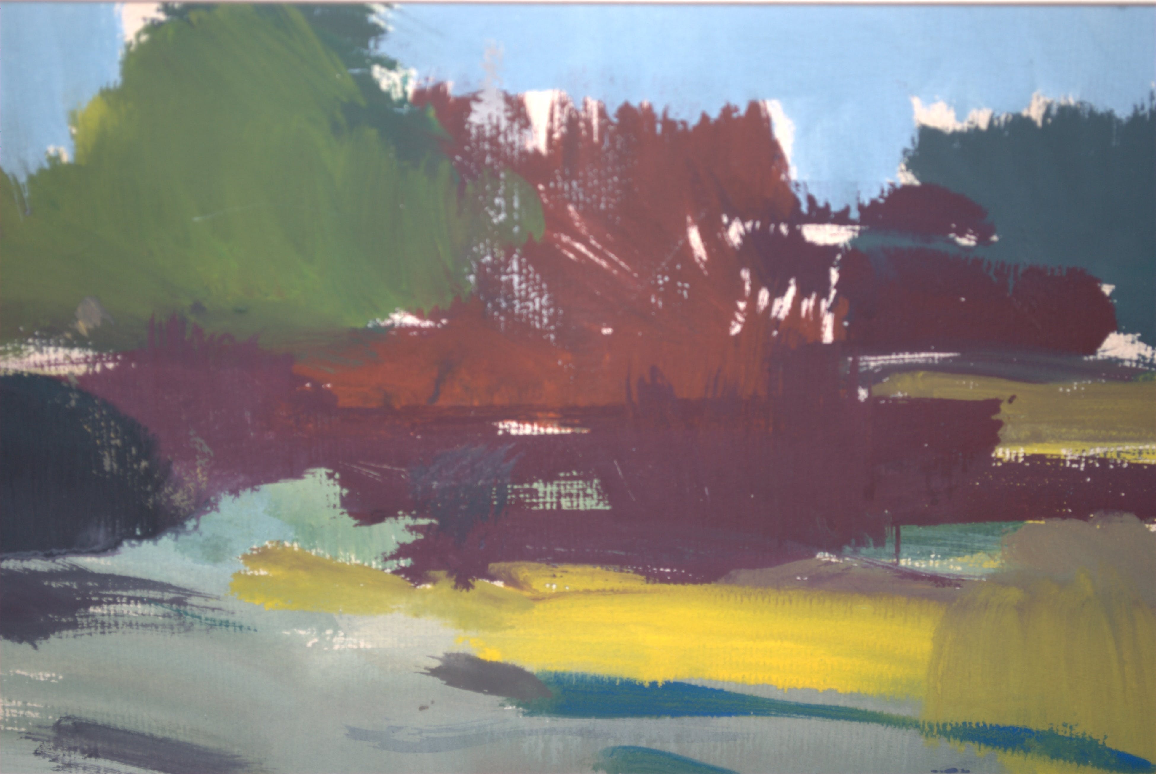 Jos Rovers - landschap met brug, zeer grote gouache  kopen? Bied vanaf 160!