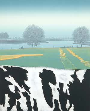 Hans Heijman - Ets, Koe in polderland II verkocht voor € 1!