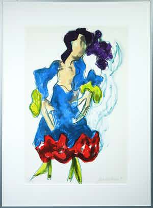Jan Sierhuis - Litho, Z.T. (Flamenco) - Ingelijst (Groot) verkocht voor € 50!