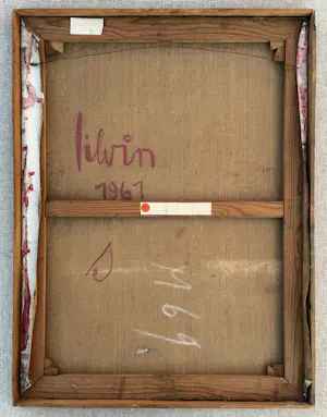 Silvin Bronkart - Seltenes abstraktes Ölgemälde auf Leinwand aus dem Jahr 1961 „Connivence“ kopen? Bied vanaf 1900!