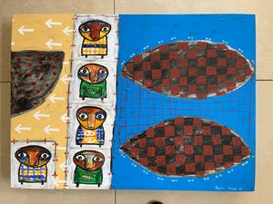 Toyin Loye - Tweeluik (Elk schilderij is 50 x 70 cm.) kopen? Bied vanaf 395!