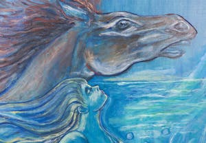 Kiss Riemvis - Olieverf op doek, z.t. Fantasy Water Horse kopen? Bied vanaf 10!