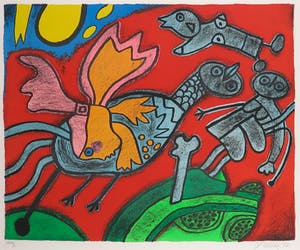 Corneille - Litho, L'ange descendu des Astres II - Ingelijst kopen? Bied vanaf 200!