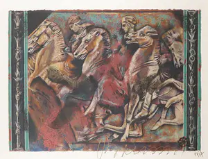 Gerti Bierenbroodspot - Zeefdruk, Ruiters - Ingelijst (Groot) kopen? Bied vanaf 50!