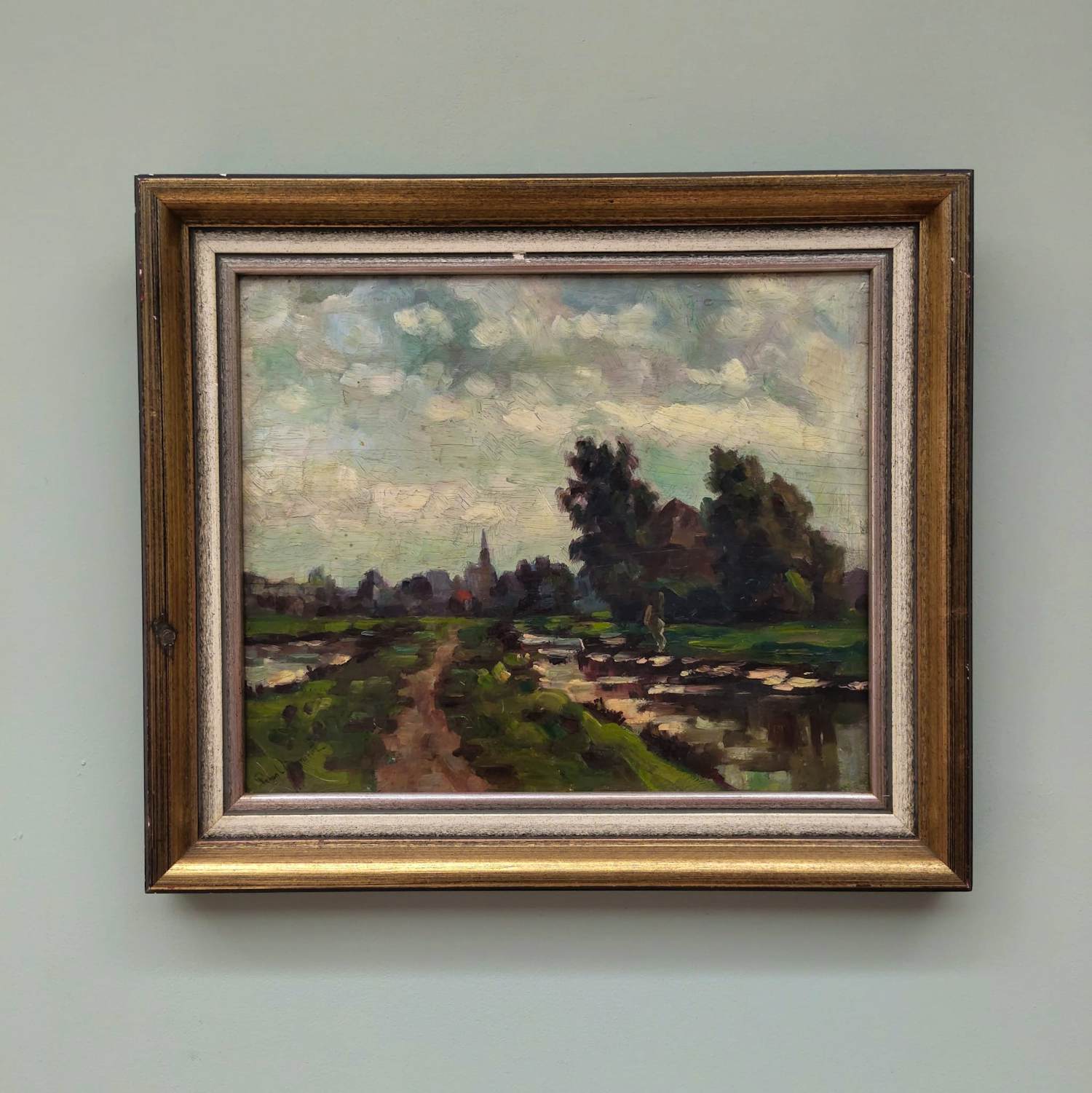 Piet van Wijngaerdt - Olieverf op paneel, gesigneerd, ca. 28 × 33,5 cm, landschap. kopen? Bied vanaf 100!