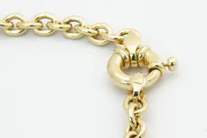 17 - Mooie 14 krt geel-gouden ronde of jasseron schakel armband - klein model kopen? Bied vanaf 380!