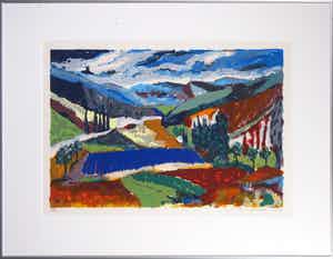 Willem Brauck - Zeefdruk, Lit Violet - Ingelijst verkocht voor € 40!