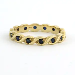 14k geel gouden hele alliance ring bezet met saffier - ringmaat 17.75 (56) kopen? Bied vanaf 170!