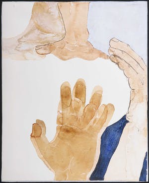 C.J.M. van Herwaarden - Aquarel, Zonder titel (Handen) kopen? Bied vanaf 50!