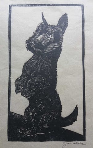 Jac. de Beer - Houtsnede "Teddy" Fox terrier kopen? Bied vanaf 10!