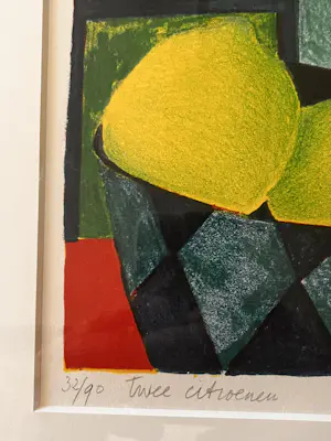 Fenneke van der Elst - Twee Citroenen — Kleurrijke Lithografie (32/90) kopen? Bied vanaf 45!
