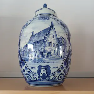 Heinen Delfts Blauw - dekselvaas/gemberpot 't Hooge Huys 1966 kopen? Bied vanaf 35!
