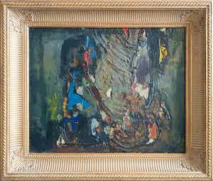 Klaas Boonstra - Abstracte compositie - Ingelijst. verkocht voor € 295!