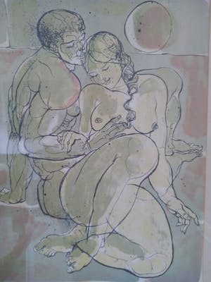 Guy Renne - (1925-1990)-litho verliefd koppel, fijntjes weergegeven. kopen? Bied vanaf 135!