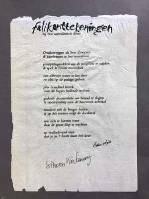 Simon Vinkenoog - Falikanttekeningen bij een surrealistisch diner verkocht voor € 60!