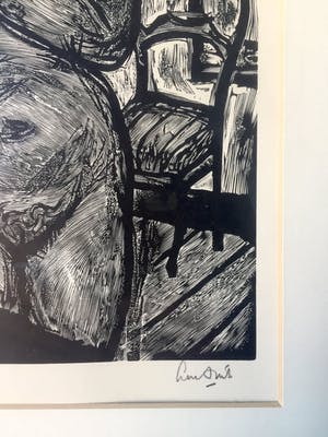 Lou Strik - Houtsnede, Ingelijst kopen? Bied vanaf 50!