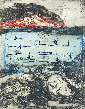 Jan Montyn - Patagonia, Argentina, aquatint ets verkocht voor € 115!