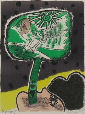 Corneille - Litho, Femme et les oiseaux - Ingelijst kopen? Bied vanaf 120!