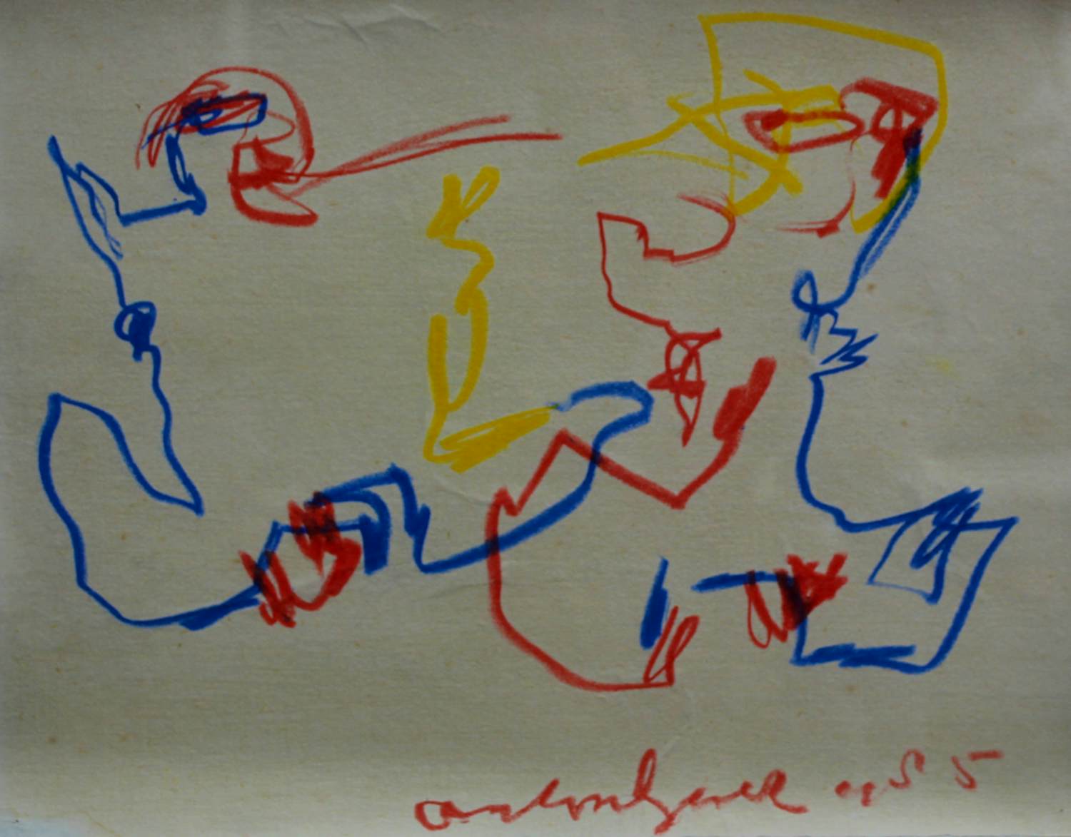 Anton Heyboer - Ingelijste tekening: 2 figuren- 1985 kopen? Bied vanaf 199!