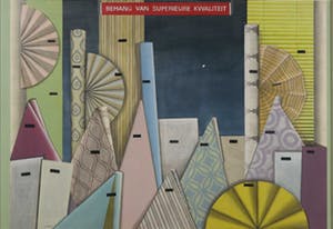 Peter van der Heijden - Olieverf en tempera op paneel, Etalage firma Janssen en Zn - Ingelijst kopen? Bied vanaf 1!