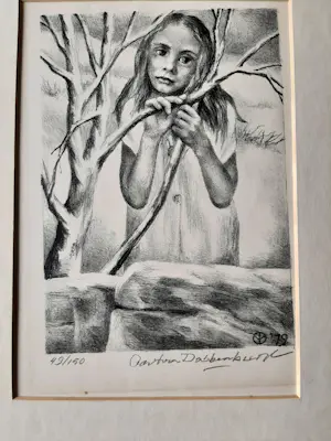 Aart van Dobbenburgh - litho , Meisje – 1979 kopen? Bied vanaf 25!
