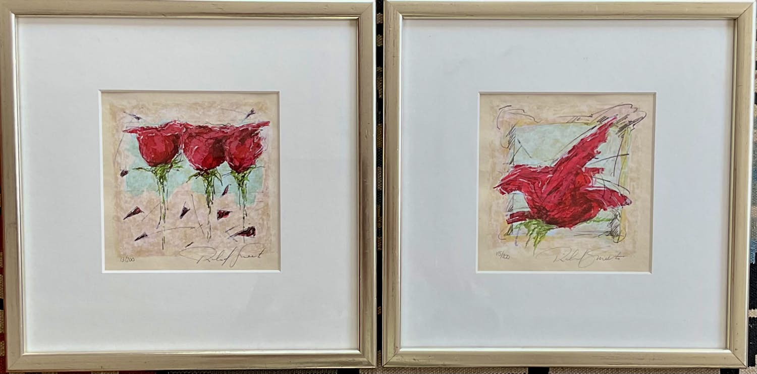 Richard Smeets - 2 zeefdrukken Rozen, ingelijst en gesigneerd verkocht voor € 50!