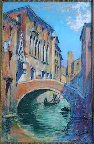 Eugene Lucker - Pastel in originele lijst , Venetië – ca. 1925 – 75 x 54 cm verkocht voor € 1!
