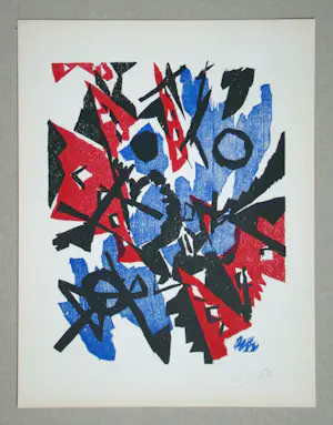 Ernst Wilhelm Nay - Abstracte compositie - 1953 - Houtsnede, gesigneerd en gedateerd kopen? Bied vanaf 250!