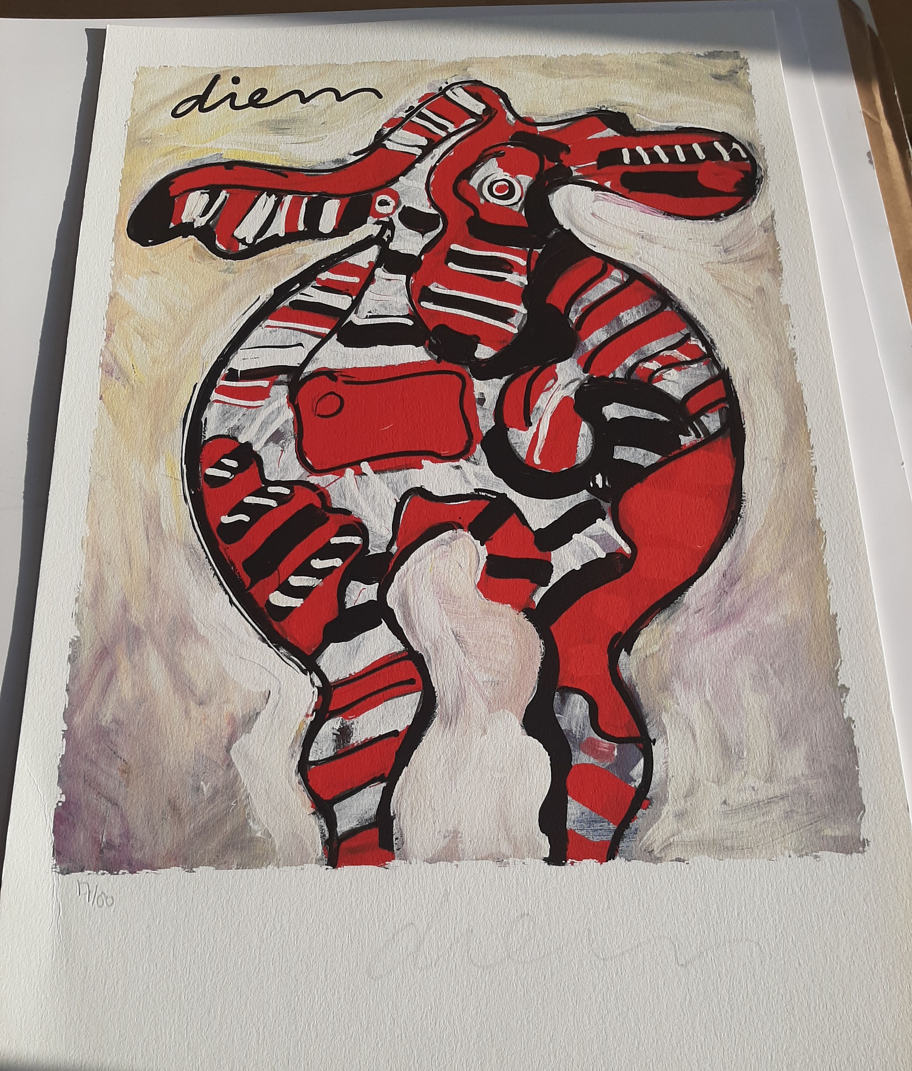 Peter Diem - Kleurenzeefdruk COW RED Hand gesigneerd. kopen? Bied vanaf 30!