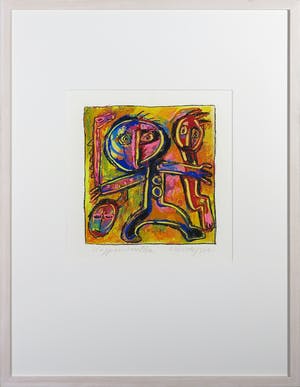 Henk Vierveijzer - Gouache op papier, Koppensneller - Ingelijst kopen? Bied vanaf 50!