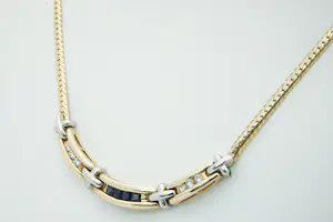 21- Fraai 14krt bicolor goud en ca. 0.30ct diamanten halssieraad kopen? Bied vanaf 630!