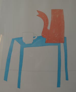 Klaas Gubbels - Litho: Rode kan, witte kop en blauwe tafel kopen? Bied vanaf 250!