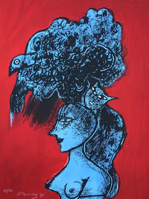 Corneille - Litho: Le chat et l’oiseau sur la tête - 1998 kaufen? Bieten Sie von 1!