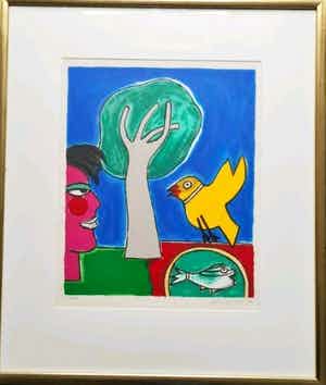 Corneille - Zeefdruk - gesigneerd - ingelijst - 1998 verkocht voor € 1!