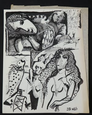 Joe Wols - Lot van één grafiek en één tekening, Zwart/wit kopen? Bied vanaf 1!