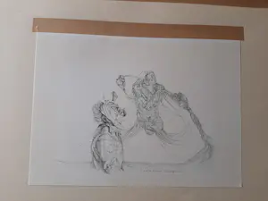 AcheterAndre Gouw - Stifttekening, Titel, Es geschah ubermorgen. ( Het gebeurde overmorgen )? Enchérissez de 25!