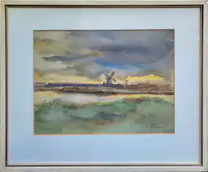 AcheterChris Jansen - aquarel - Molen de Schoolmeester? Enchérissez de 125!