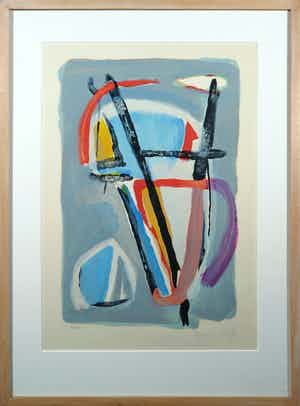 Bram van Velde - Litho, Zonder titel - Ingelijst verkocht voor € 350!