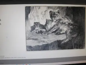 Cornelis Jan Mension - Leeuwin met welpen. kopen? Bied vanaf 30!